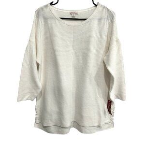 Merona NWT Womens Textured Ribbed White Pullover Tunic Sweater XXL